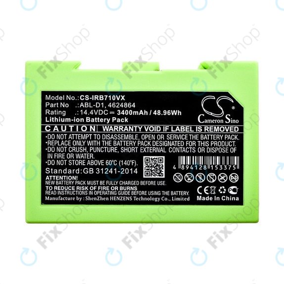 Батерия за iRobot Roomba e-series, i-series, ABL-D1, 4624864, ABL-D2, Li-Ion 14.4V 3400mAh, HQ