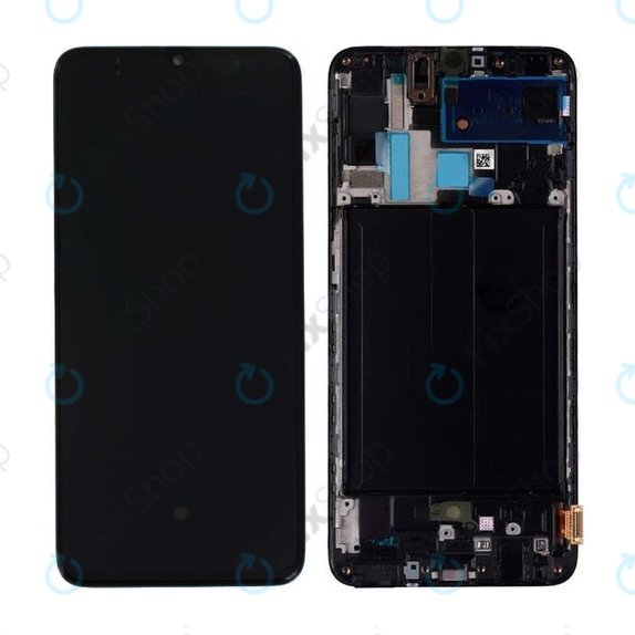дисплей за Samsung A70 A705F, GH82-19747A, GH82-19787A, Тъчскрийн и рамка, черен, Black, Genuine Service Pack