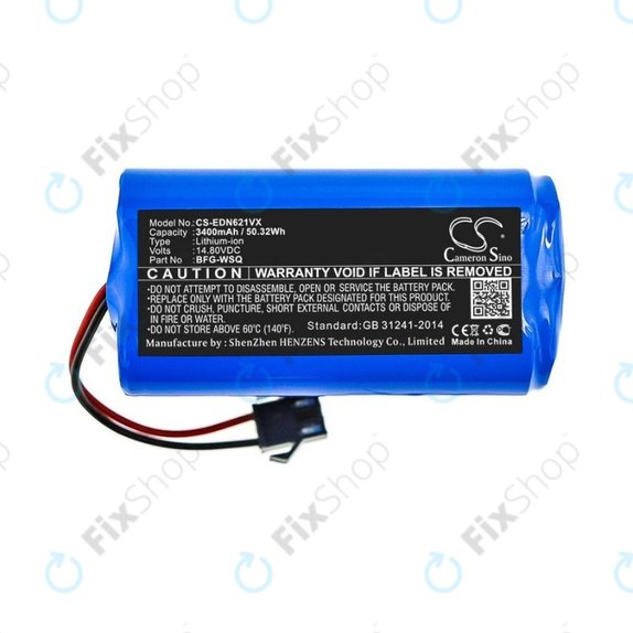 Батерия за Ecovacs Deebot N79, N79S, Eufy RoboVac-series, Proscenic 850-series, BFG-WSQ, ICR18650-26J-4S1P, UR18650ZY-4S1P-AAM, Li-Ion 14.4V 3400mAh, HQ