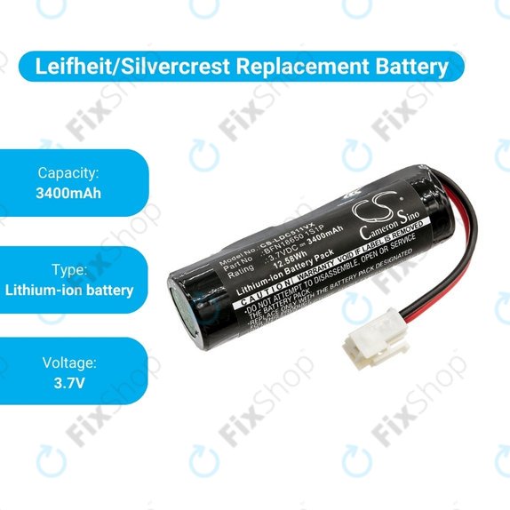 Батерия за Leifheit Dry&Clean 51000, 51002, 51113, 51114, BFN18650 1S1P, Li-Ion 3.7V 3400mAh, HQ