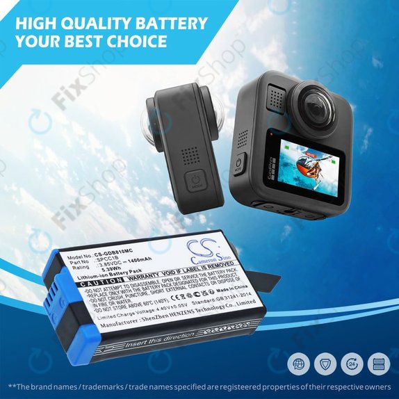 Батерия за GoPro Max, Max 360, Acbat-001, 1400mAh, Li-Ion, 3.85V, SPCC1B, HQ