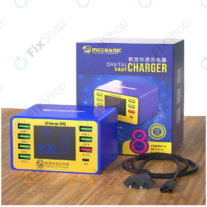 USB зарядна станция с USB-C и USB 3.0, Mechanic iCharge 8M