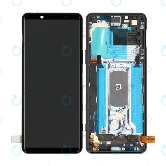 дисплей за Sony Xperia 5 II, Тъчскрийн и рамка, A5024932A, черен, Black, Genuine Service Pack
