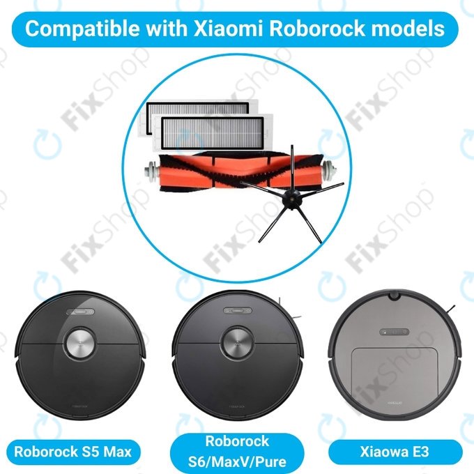Стандартен комплект за Xiaomi Roborock S5 Max, S6, S6 MaxV, S6 Pure, Xiaowa E3, черен, Black