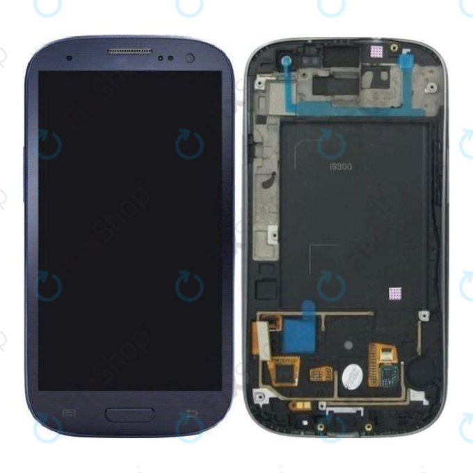 дисплей OLED за Samsung S3 i9300, Тъчскрийн и рамка, Pebble Blue