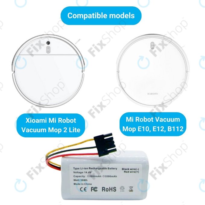 Батерия за Xiaomi Mi Robot Vacuum Mop 2 Lite, E10, Li-Ion 14.4V 2600mAh