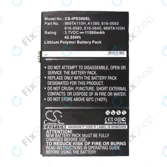 Батерия за Apple iPad 3, iPad 4, 969TA110H, A1389, 616-0593, 11500mAh, HQ