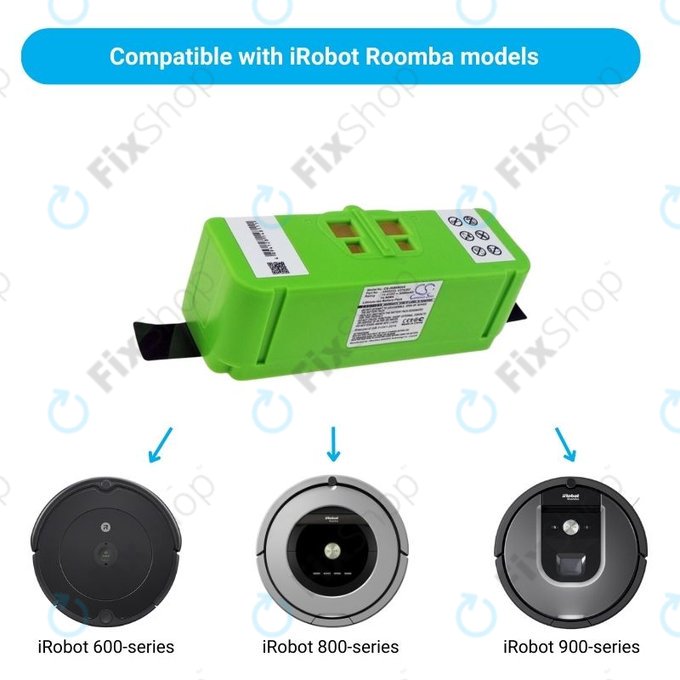 Батерия за iRobot Roomba 600, 800, 900-series, 4502233, 4374392, 2130LI, Li-Ion 14.4V 5200mAh, HQ