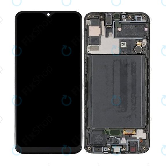 дисплей OLED за Samsung A30s A307F, Тъчскрийн и рамка, Prism Crush Black
