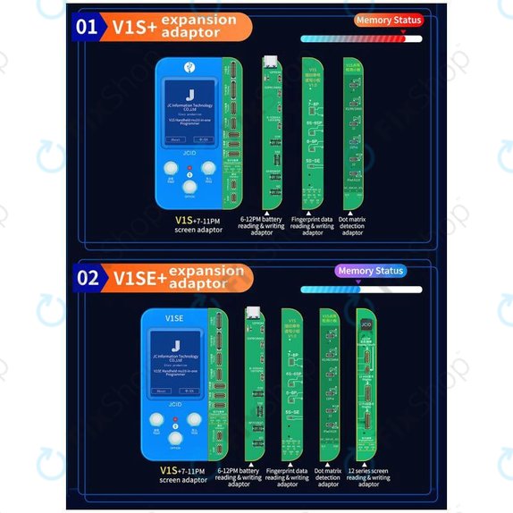 JC V1SE програмист с LCD, батерия, пръстов отпечатък, Face ID и платки от серия 12 (iPhone 7 - 12 Pro Max)
