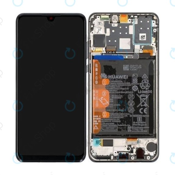 дисплей за Huawei P30 Lite 2020, Тъчскрийн и рамка с батерия, 02353FPX, 02353DQU, Midnight Black, Genuine Service Pack