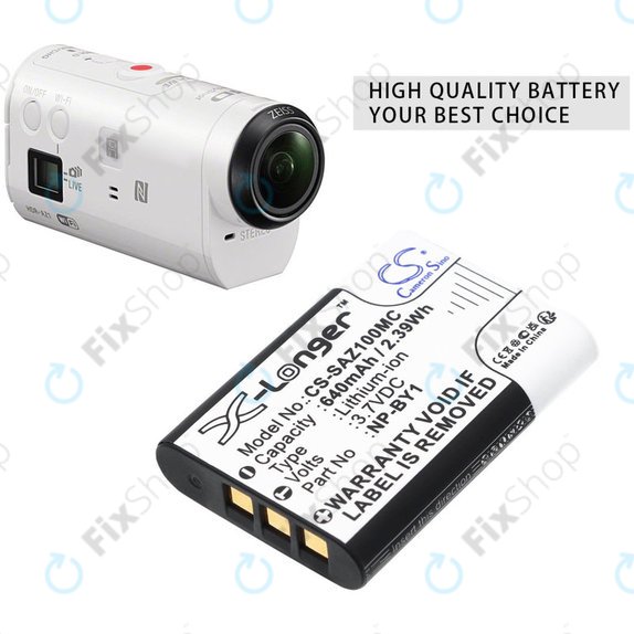 Батерия за Sony HDR-AZ1, 640mAh, Li-Ion, 3.7V, NP-BY1, HQ