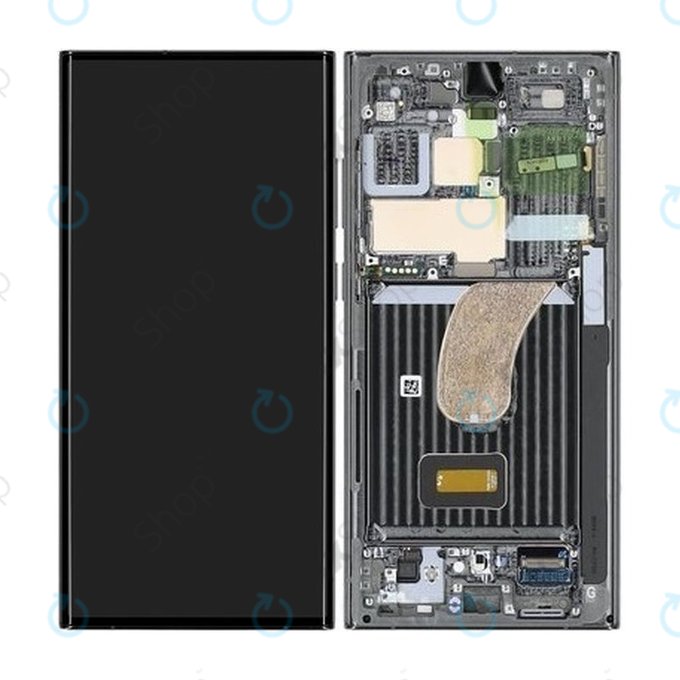 дисплей за Samsung S23 Ultra S918B, Тъчскрийн и рамка, GH82-30466C, GH82-30465C, зелен, Green, Genuine Service Pack