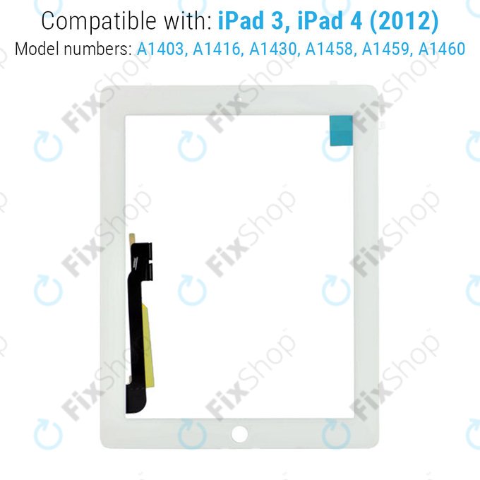 Тъчскрийн с бутон Home за iPad 3, iPad 4, White
