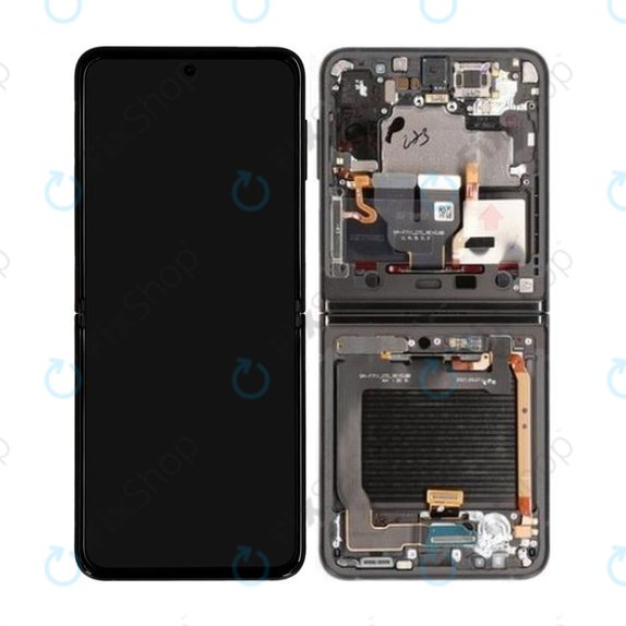 дисплей за Samsung Z Flip 3 F711B, Тъчскрийн и рамка, GH82-26273A, GH82-27243A, GH82-27244A, Phantom Black, Genuine Service Pack