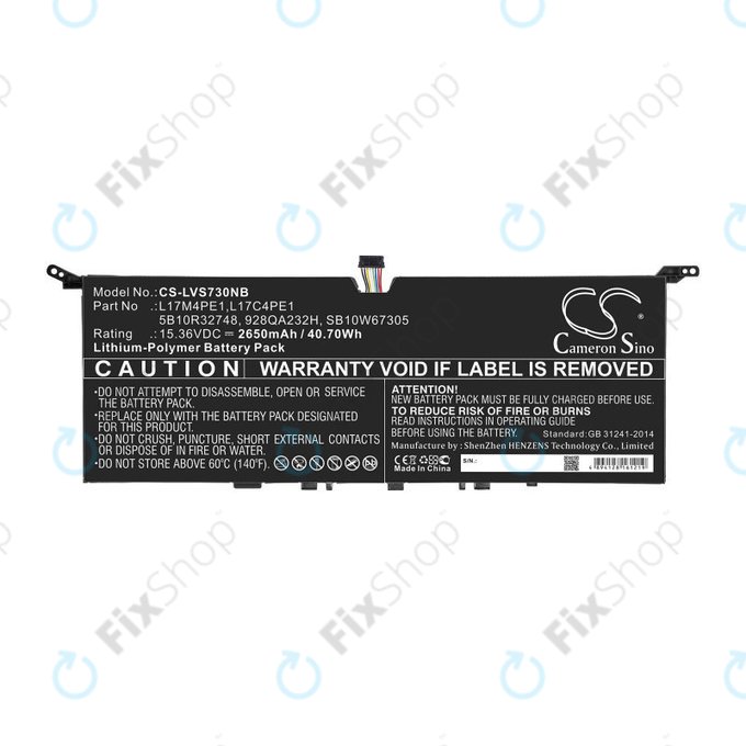 Батерия за Lenovo IdeaPad 730-13, 2650mAh, Li-Pol, 15.36V, 5B10R32748, HQ