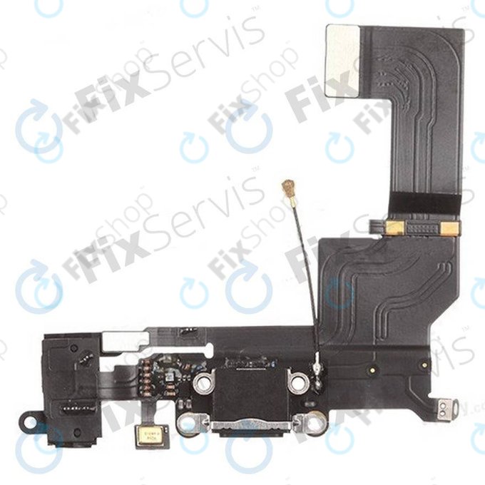 Конектор за зареждане с микрофон и жак конектор PCB за iPhone 5S, черен, Black