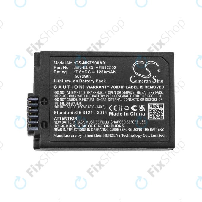 Батерия за Nikon Z50, Z50 ZFC, Z30, Z FC, 1280mAh, Li-Ion, 7.6V, EN-EL25, HQ