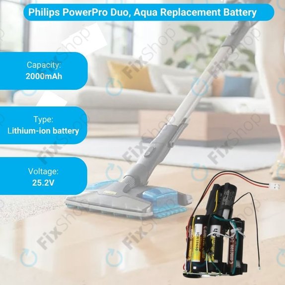 Батерия за Philips PowerPro Aqua FC6408, FC6409, Duo FC6171, FC6172, 300003446961, 69-2008-009-211, 69-2008-009-201, Li-Ion 25.2V 2000mAh, HQ