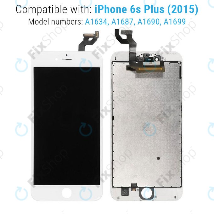 Дисплей за iPhone 6S Plus, White, Тъчскрийн с рамка