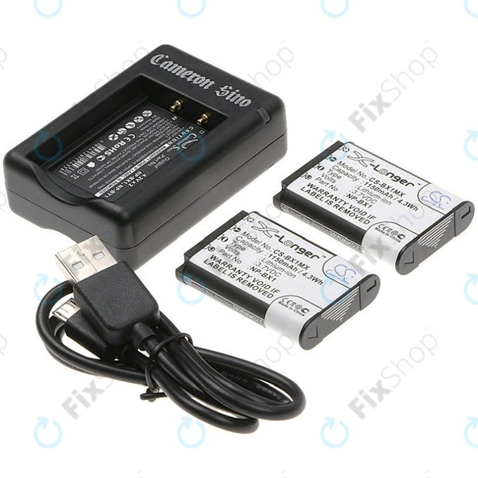 2 батерии с зарядно устройство заSony Cyber-shot DSC-RX100, Cyber-shot DSC-WX300B, 1150mAh, Li-Ion, 7.4V, NP-BX1, HQ
