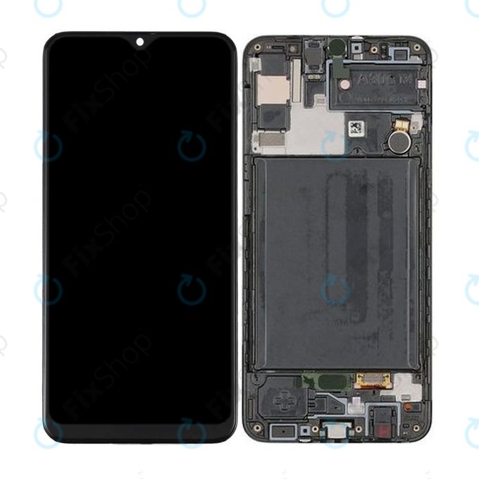 дисплей OLED за Samsung A30s A307F, Тъчскрийн и рамка, Prism Crush Black