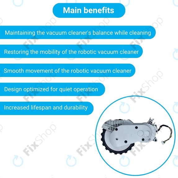 Колело с мотор дясно за Xiaomi Mijia E10, E12, Mi Robot Vacuum Mop 2 Lite, 2 Pro, White, Бял