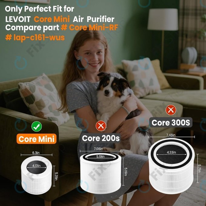 Levoit Core Mini - HEPA филтър 3-в-1 (Активен въглен) (2 бр.)