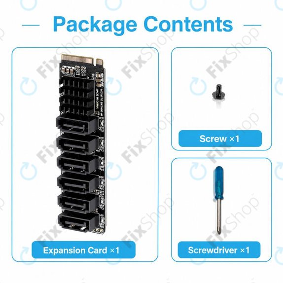Разширителна карта M.2 PCIe, 6 SATA III порта