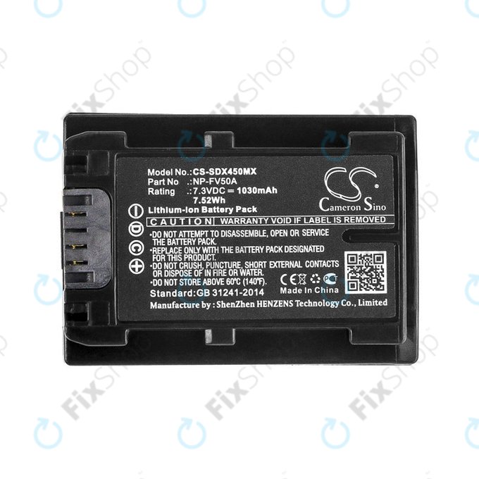 Батерия за Sony FDR-AX33, 40, 45, 53, 60, 700, P33, HDR-CX450, 625, 1030mAh, Li-Ion, 7.3V, NP-FV50A, HQ