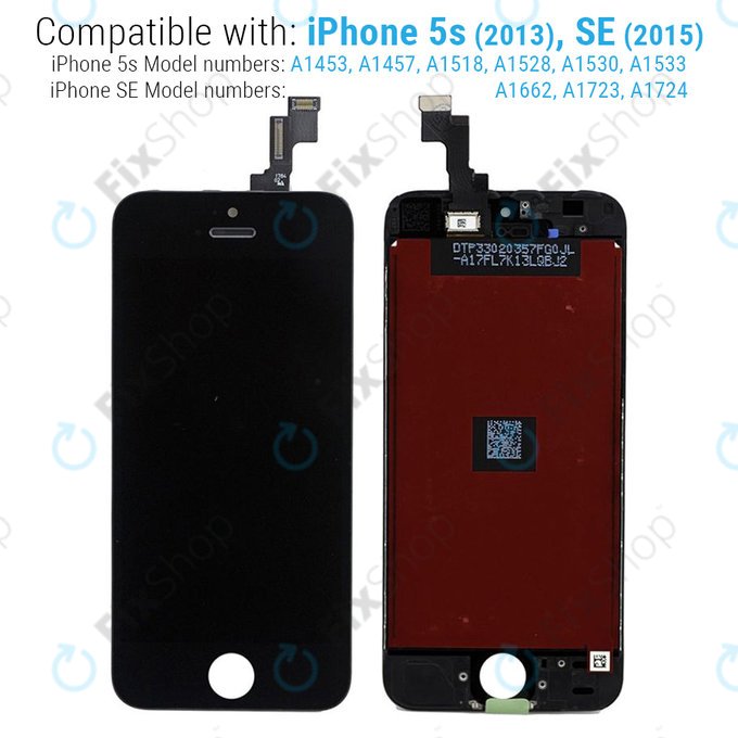 Дисплей за iPhone 5S, SE, Black, Тъчскрийн с рамка