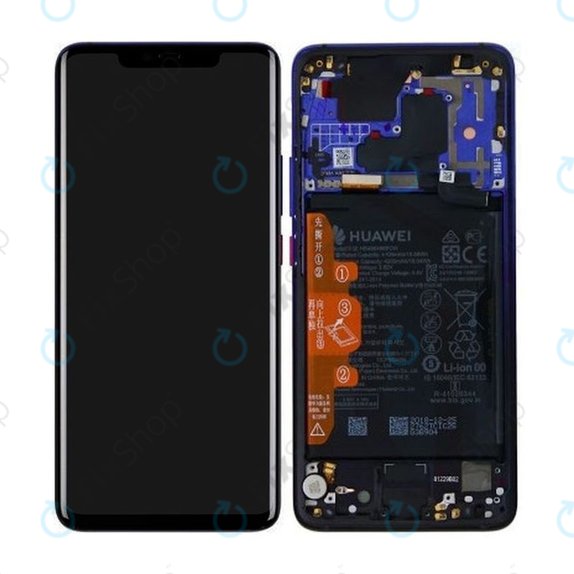 дисплей за Huawei Mate 20 Pro, Тъчскрийн и рамка с батерия, 02352GGC, Twilight, Genuine Service Pack
