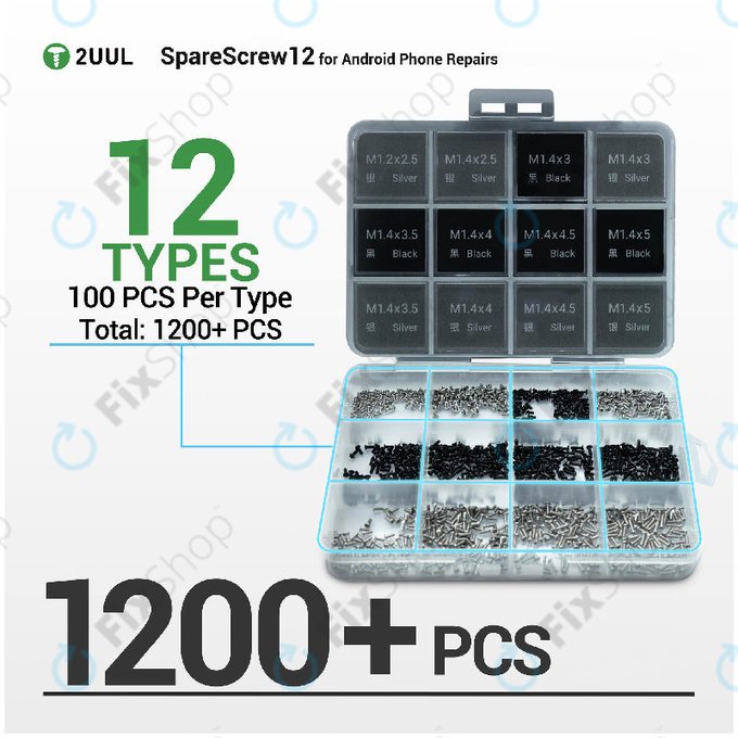 Комплект Phillips винтове за Android сервизи 2UUL SC12, 1200 бр.