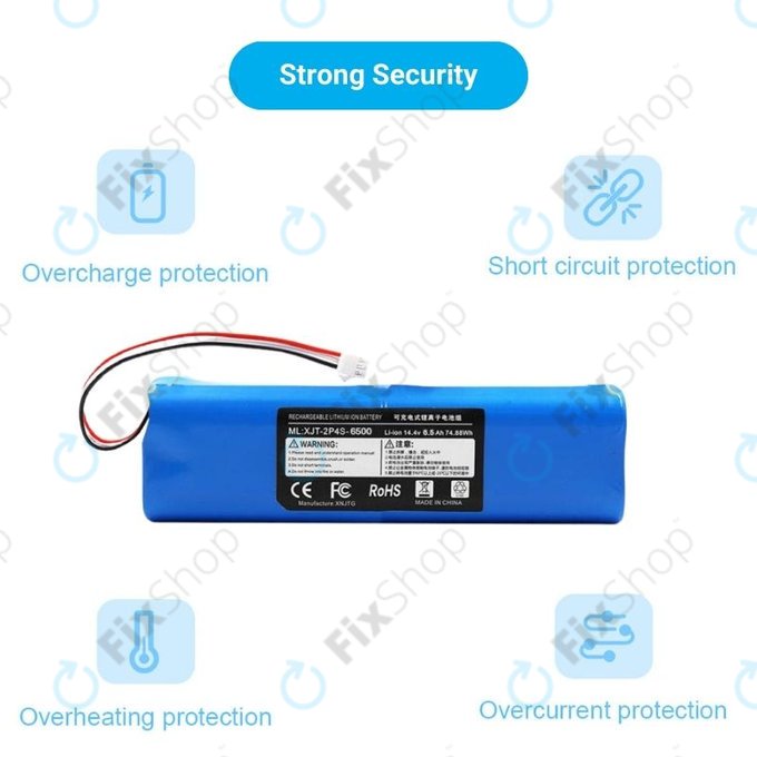 Батерия за Xiaomi EVA, EVE Plus, Viomi S9, Dreame D10 Plus, L10, Lenovo T1 Pro, Lydsto R1, R1 Pro, S1, S1 Pro, XJT-2P4S-6800, Li-Ion 14.4V 6800mAh