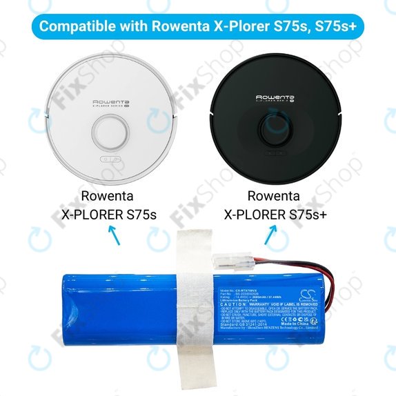 Батерия за Rowenta X-PLORER S75s, S75s+, SS-2230002528, Li-Ion 14.4V 2600mAh, HQ