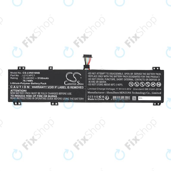 Батерия за Lenovo Legion 5 15ARH7H, 82RD0002SB, 5100mAh, Li-Pol, 15.44V, L21C4PC1, HQ