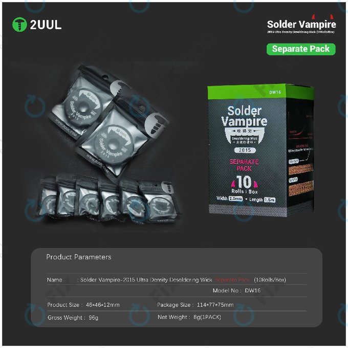 Отпояваща оплетка Solder Vampire 2UUL DW16, 10 бр.
