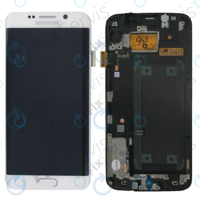 дисплей за Samsung S6 Edge G925F, Тъчскрийн и рамка, White Pearl, GH97-17162B, GH97-17317B, GH97-17334B, Genuine Service Pack
