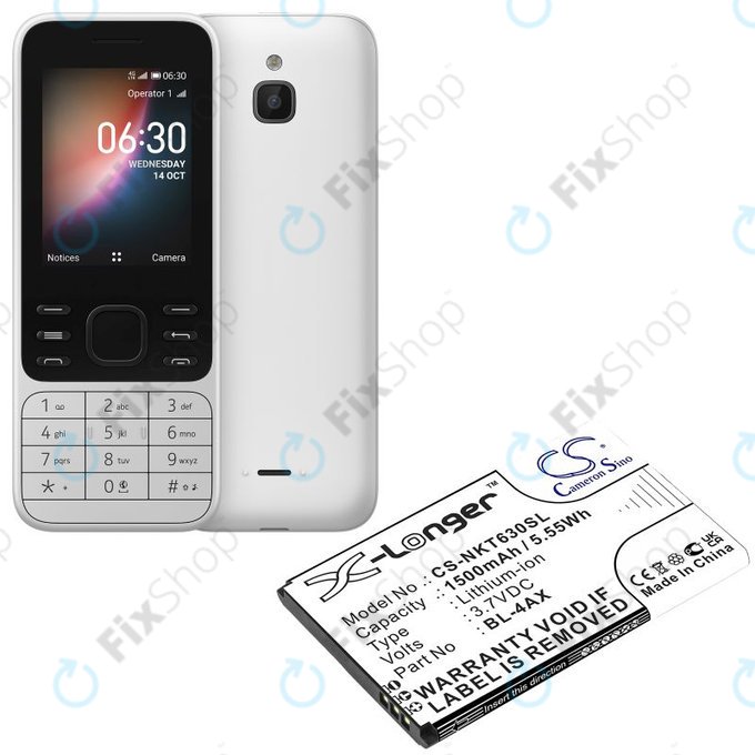 Батерия за Nokia 6300 4G, Nokia 8000 4G, 1500mAh, Li-Ion, 3.7V, BL-4AX, HQ