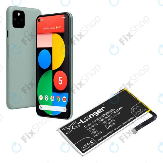 Батерия за Google Pixel 5, 3800mAh, Li-Pol, 3.85 V, GTB1F, HQ