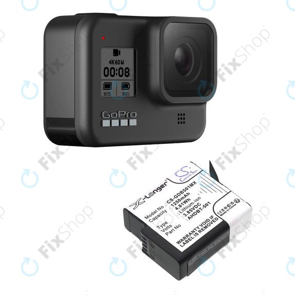 Батерия за Gopro Hero 8, Hero 6, 1250mAh, Li-Ion, 3.85V, AHDBT-501, HQ