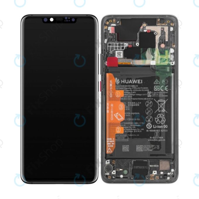 Дисплей за Huawei Mate 20 Pro, тъч стъкло с рамка и батерия, Black, 02352FRL, Genuine Service Pack