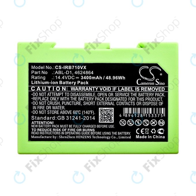 Батерия за iRobot Roomba e-series, i-series, ABL-D1, 4624864, ABL-D2, Li-Ion 14.4V 3400mAh, HQ