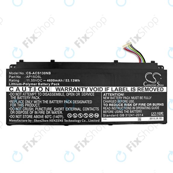 Батерия за Acer Aspire S13, Chromebook R13, 4600mAh, Li-Pol, 11.55V, AP15O3K, HQ