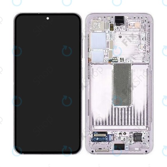 дисплей за Samsung S23 S911B, Тъчскрийн и рамка, GH82-30481D, GH82-30480D, Lavender, Genuine Service Pack