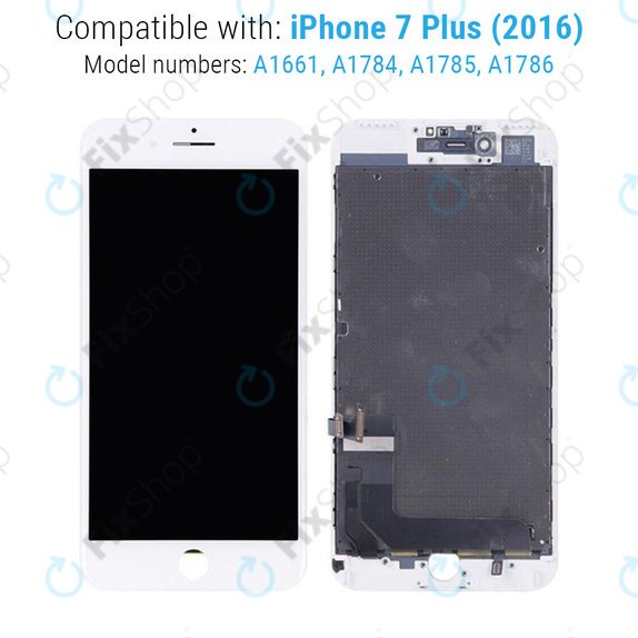 Дисплей за iPhone 7 Plus, White, Тъчскрийн с рамка, Refurbished