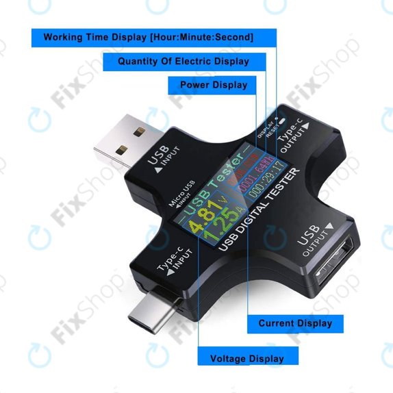 USB дигитален тестер 2в1 (с USB-C и USB 3.0), Eversame
