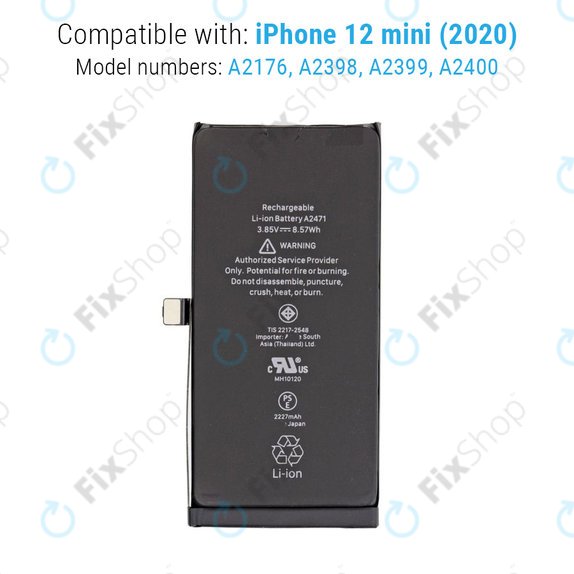 Батерия за iPhone 12 Mini, 2227mAh