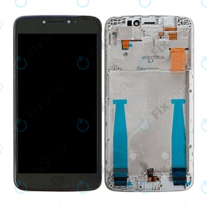 дисплей за Motorola Moto E4 Plus XT1771, Тъчскрийн и рамка, сив, Gray, TFT