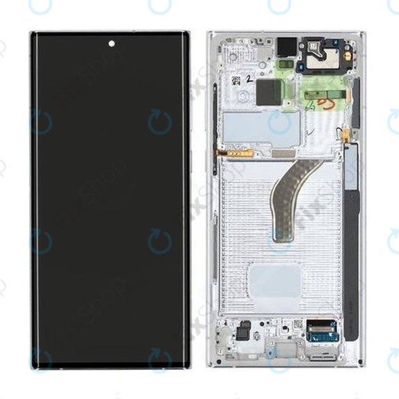 дисплей за Samsung Galaxy S22 Ultra S908B, Тъчскрийн и рамка, GH82-27488C, GH82-27489C, Phantom White, Genuine Service Pack